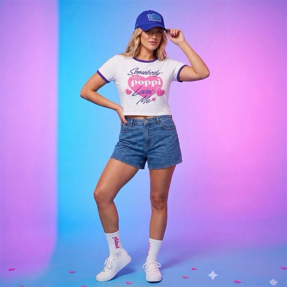 Poppi x Target Cropped Shirt Womens Plus 1X Future Served Hat Logo Socks Lot New